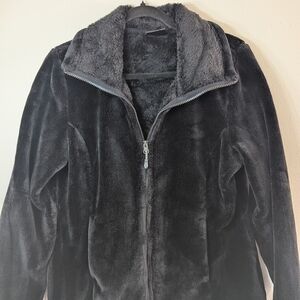 32 Degrees Heat Black Plush Fleece Jacket Women's Medium Soft Zip Up Luxe Fur